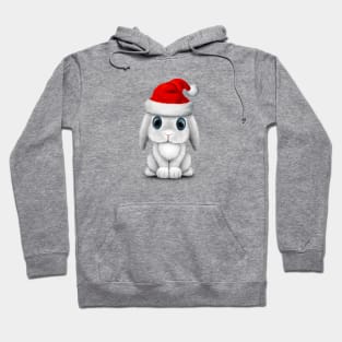 White Baby Bunny Wearing a Santa Hat Hoodie